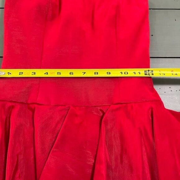 AJ Bari Vintage Red Strapless Dress Peplum w/ Bling Bow Made in USA Size 4 - Picture 7 of 14
